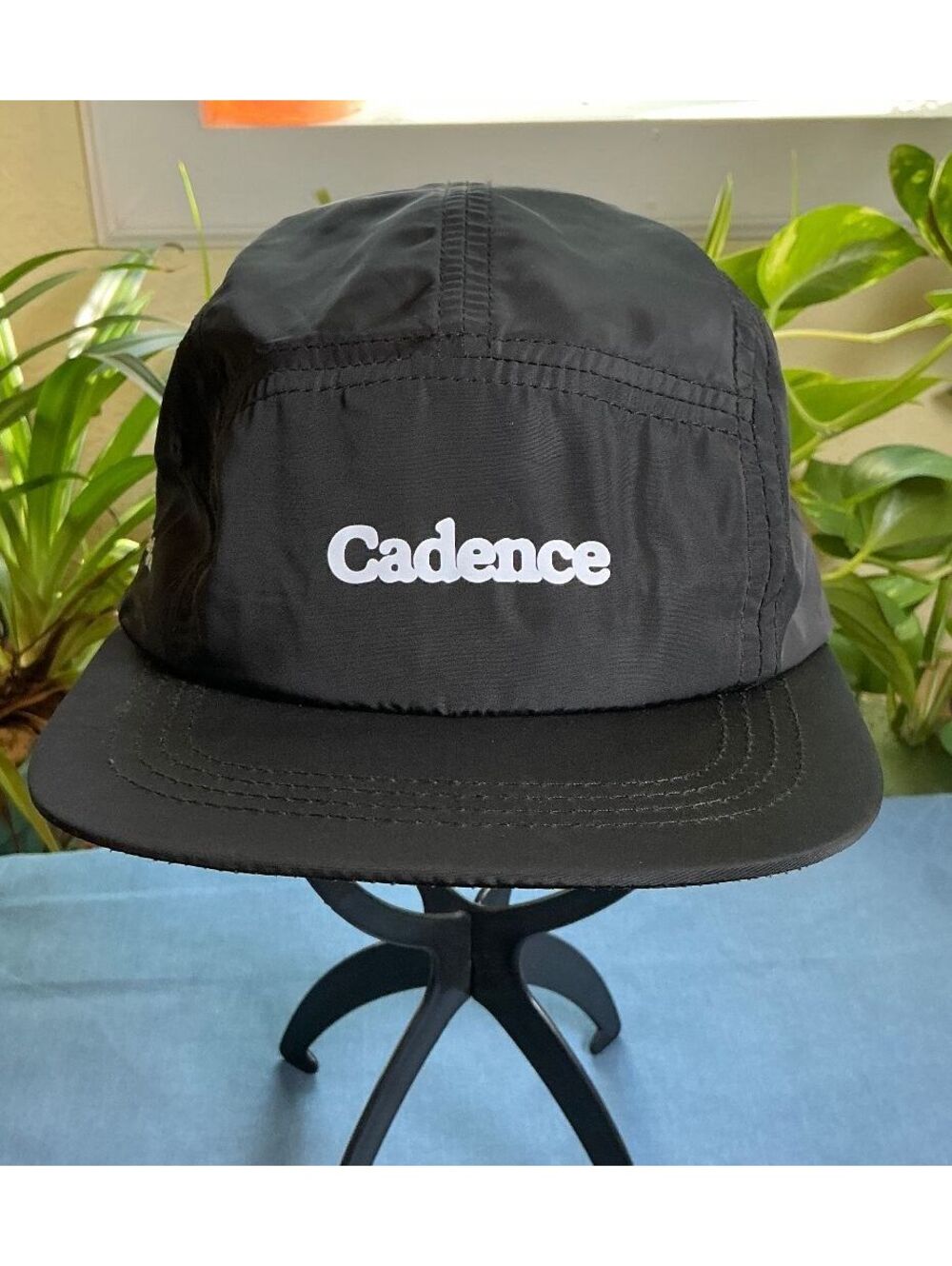 Cadence Hydration Running Hat Cap Five Panel Buckle Strap Black